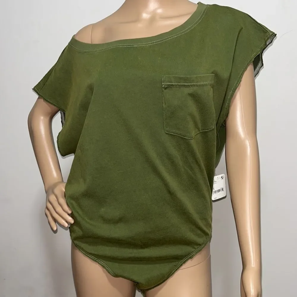 Free People Road Trip Cotton Bodysuit, Verde - Picture 6 of 12